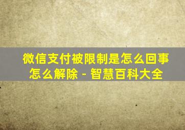 微信支付被限制是怎么回事怎么解除 - 智慧百科大全